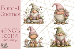 Fairy Gnome Forest Clipart PNG, Pastel Forest Gnomes Product Image 1