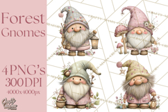 Fairy Gnome Forest Clipart PNG, Pastel Forest Gnomes Product Image 1