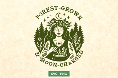 Forest-Grown &amp; Moon-Charged SVG | Green Witch Herbal PNG Product Image 1