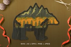 Mountain Forest Inside a Bear Layered Lasercut Design Product Image 1