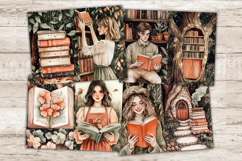 GlamArtZhanna, Forest Junk Journal Paper, Library Junk Journal Pages, Library Girl Collage Sheet, Mushrooms Scrapbook Paper, African American Girl With Books Junk Journal Kit, Book Worm Journal Card, Bookish Journaling Pages, Books Ephemera, Bookshelf Jun