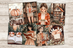 GlamArtZhanna, Forest Junk Journal Paper, Library Junk Journal Pages, Library Girl Collage Sheet, Mushrooms Scrapbook Paper, African American Girl With Books Junk Journal Kit, Book Worm Journal Card, Bookish Journaling Pages, Books Ephemera, Bookshelf Jun