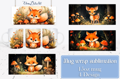 Watercolor Night fox Mug Sublimation, fox Design Mug Product Image 1