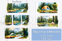Watercolor Camping Mug Wrap Sublimation Product Image 1
