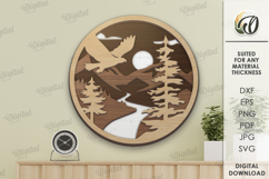 Forest Round Sign Laser Cut. Nature scene SVG Product Image 1