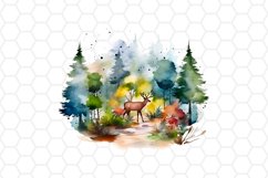 Forest Scene Watercolor Clipart