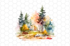 Forest Scene Watercolor Clipart