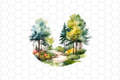 Forest Scene Watercolor Clipart