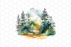 Forest Scene Watercolor Clipart