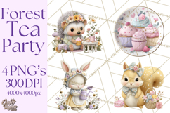 Easter Forest Animal Clipart, Cute Tea Party Woodland Png Product Image 1
