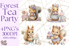 Easter Forest Animal Clipart, Cute Tea Party Woodland Png Product Image 1