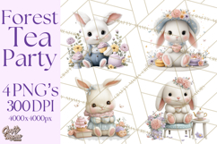 Easter Forest Animal Clipart, Cute Tea Party Woodland Png Product Image 1