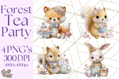 Easter Forest Animal Clipart, Cute Tea Party Woodland Png Product Image 1