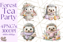 Easter Forest Animal Clipart, Cute Tea Party Woodland Png Product Image 1