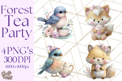 Easter Forest Animal Clipart, Cute Tea Party Woodland Png Product Image 1