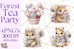 Easter Forest Animal Clipart, Cute Tea Party Woodland Png Product Image 1