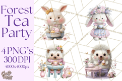 Easter Forest Animal Clipart, Cute Tea Party Woodland Png Product Image 1