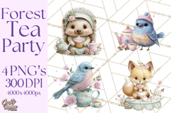 Easter Forest Animal Clipart, Cute Tea Party Woodland Png Product Image 1