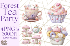 Easter Forest Animal Clipart, Cute Tea Party Woodland Png Product Image 1