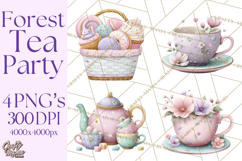 Easter Forest Animal Clipart, Cute Tea Party Woodland Png Product Image 1