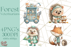 Woodland Animal Doctor Clipart Cute Pediatric Vet PNG Product Image 1