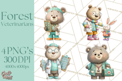 Woodland Animal Doctor Clipart Cute Pediatric Vet PNG Product Image 1