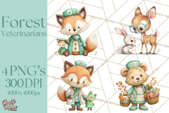Woodland Animal Doctor Clipart Cute Pediatric Vet PNG Product Image 1