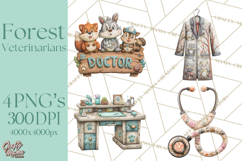 Woodland Animal Doctor Clipart Cute Pediatric Vet PNG Product Image 1