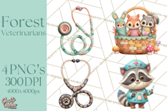 Woodland Animal Doctor Clipart Cute Pediatric Vet PNG Product Image 1