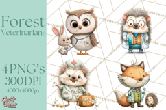 Woodland Animal Doctor Clipart Cute Pediatric Vet PNG Product Image 1