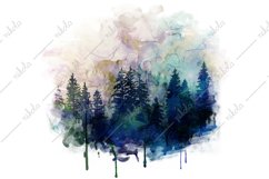 Forest Watercolor Pine Tree Sublimation Clipart PNG JPG Product Image 4