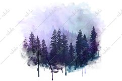 Forest Watercolor Pine Tree Sublimation Clipart PNG JPG Product Image 5