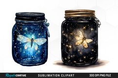 Watercolor Firefly Jar Sublimation PNG Clipart Product Image 1
