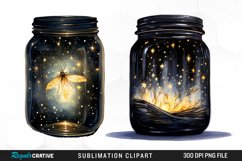 Watercolor Firefly Jar Sublimation PNG Clipart Product Image 1