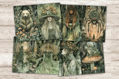 Forest Witch Journal, Witchcraft Printables, GlamArtZhanna, Pagan Goddess Art, Junk Journal Supplies, Herbal Witch Paper, Fantasy Scrapbook Kit, Dark Witch Collage, Druid Witch Kit, Witchy Journal Card
