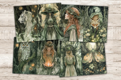 Forest Witch Journal, Witchcraft Printables, GlamArtZhanna, Pagan Goddess Art, Junk Journal Supplies, Herbal Witch Paper, Fantasy Scrapbook Kit, Dark Witch Collage, Druid Witch Kit, Witchy Journal Card