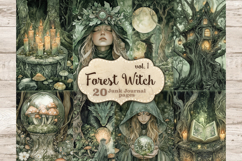 Forest Witch Journal, Witchcraft Printables, GlamArtZhanna, Pagan Goddess Art, Junk Journal Supplies, Herbal Witch Paper, Fantasy Scrapbook Kit, Dark Witch Collage, Druid Witch Kit, Witchy Journal Card