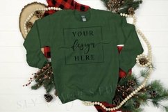 Christmas Sweatshirt Mockup Forest Green Gildan 18000 Product Image 1