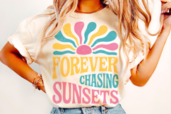 Forever Chasing Sunsets PNG, Retro Summer PNG, Beach PNG Product Image 1