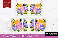 Forget Me Not Modern Floral Mug Wrap Sping Flower Mug PNG Product Image 1