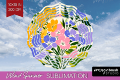 Forget Me Not Modern Floral Wind Spinner Sublimation PNG Product Image 1