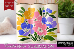 Forget Me Not Modern Floral Tumbler Wrap Sping Flower PNG Product Image 1