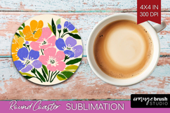 Forget Me Not Modern Floral Round Coaster Sping Flower PNG Product Image 1