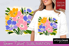 Forget Me Not Modern Floral Square Tshirt Background Sping Product Image 1
