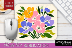 Forget Me Not Modern Floral Mouse Pad Sublimation Sping Product Image 1