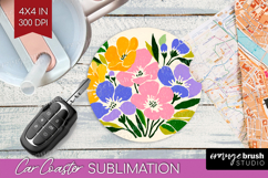 Forget Me Not Modern Floral Car Coaster Sping Flower Coaster Product Image 1
