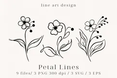 Minimalist Floral Line Art Clipart SVG | PNG | EPS Product Image 1