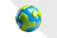 Glossy 3D Stylized Earth Globe with Shiny Plastic Texture Product Image 1