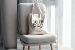 Tote Bag Mockup on Modern Chair with Natural Window Light Product Image 1