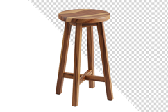 Classic Round Wooden Bar Stool with Natural Grain Texture Product Image 1